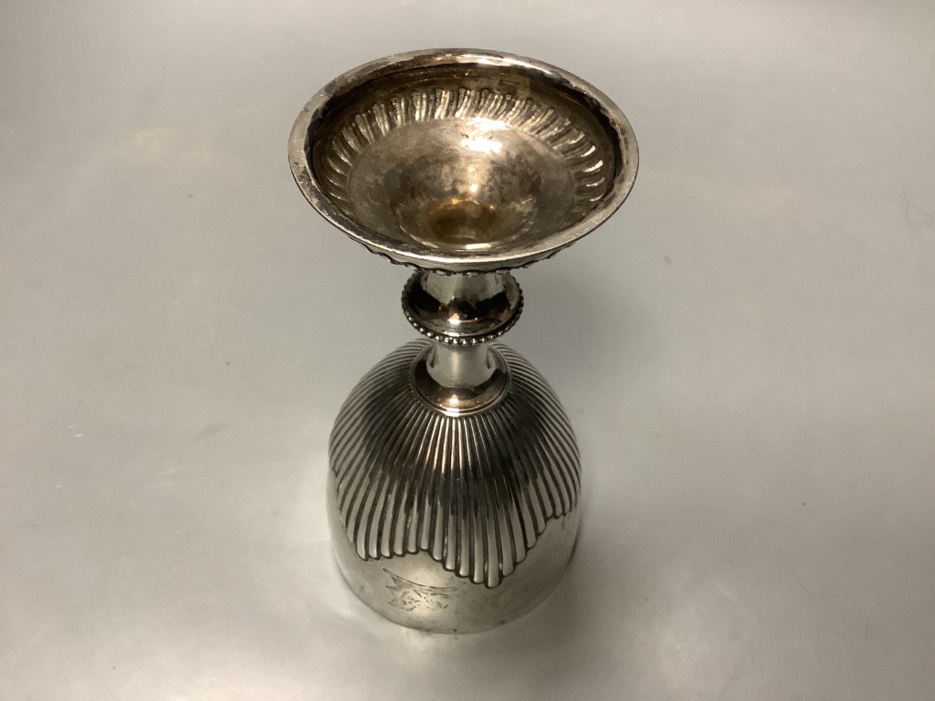 A George III demi fluted silver goblet, maker I.D.London, 1773?, height, 16.4 cm 8 oz.